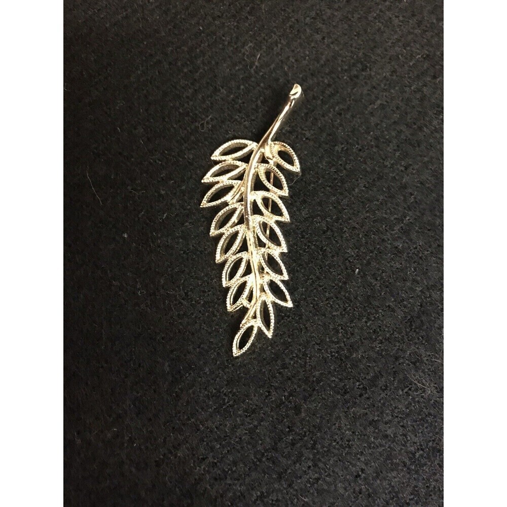 Vintage Emmons 3” Silver Tone Leaf Brooch Pin